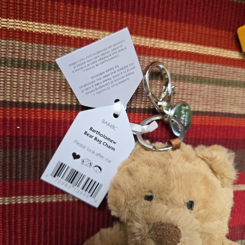 Jellycat Bartholomew Bear Bag Charm Soft amd Plush NWT - Picture 5 of 7